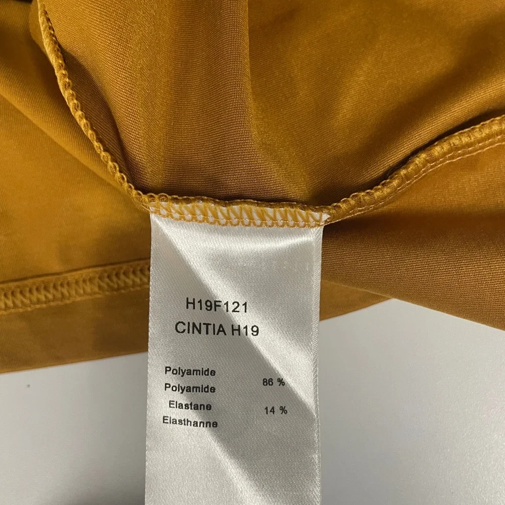 Anne Fontaine Cintia H19 Camisole Tank Top Sz 40 Ochre Yellow Minimalist Luxury